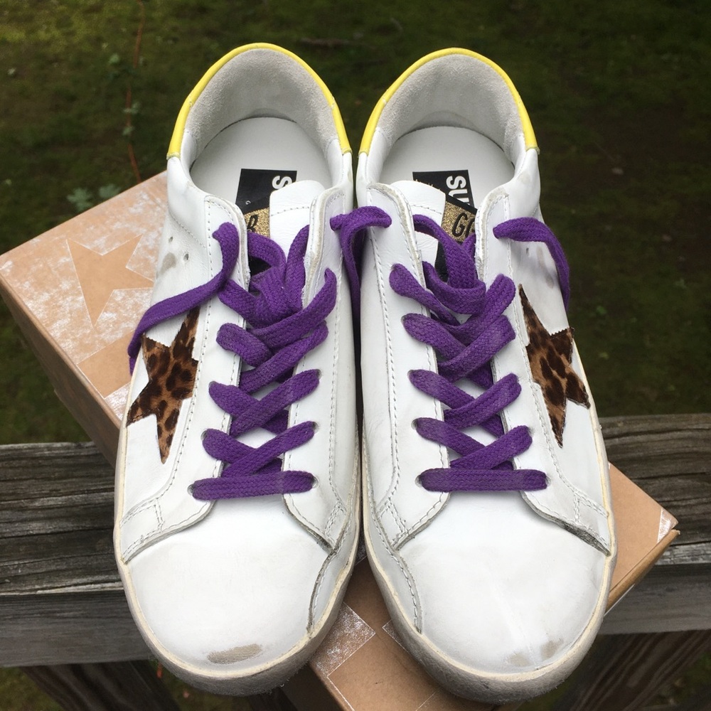 Golden Goose Superstar White Leather/Animalier NIB - Picture 5 of 9